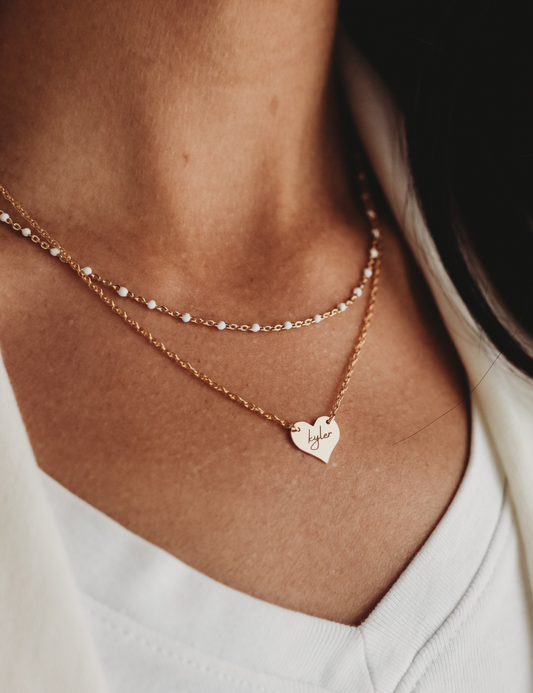 14k Gold Engraved Heart Necklace