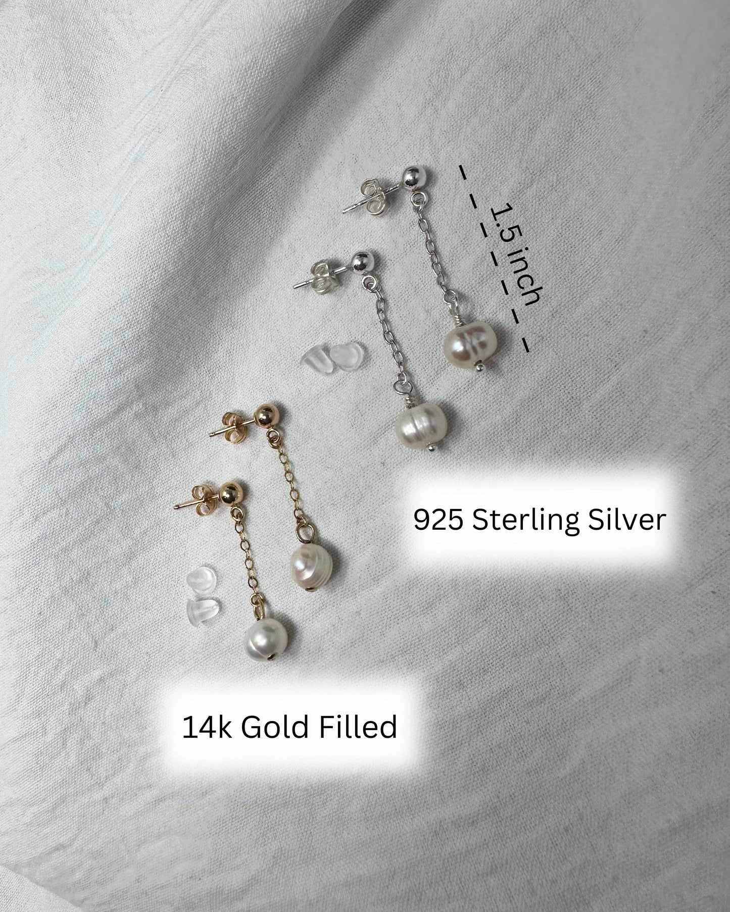 Sterling Silver Fresh Water Pearl Earrings (1.5 inch)